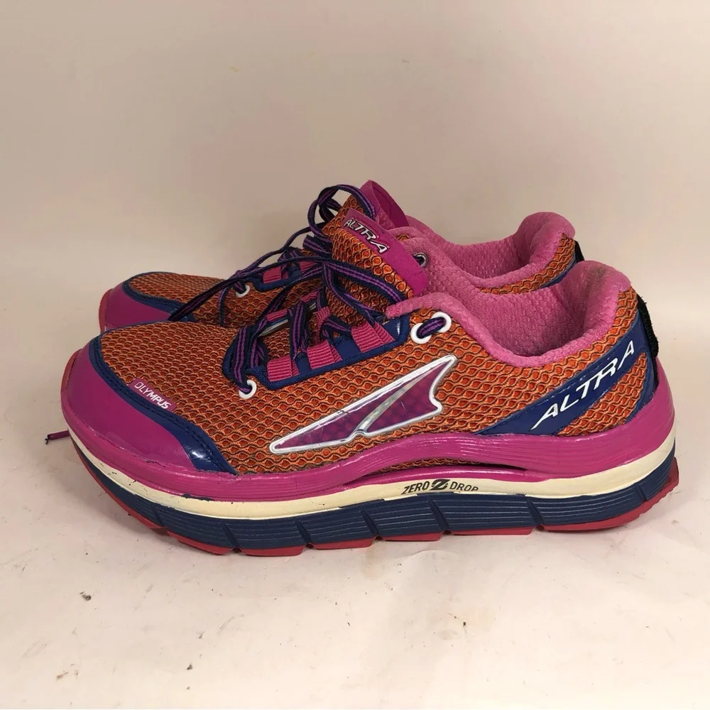 Altra Olympus Trail Running Shoes Women's Pink Gaitor Trap Lace Up A2355-1 Sz 8